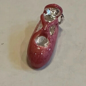 silver Pandora- style bead with ballet slipper enamel decoration